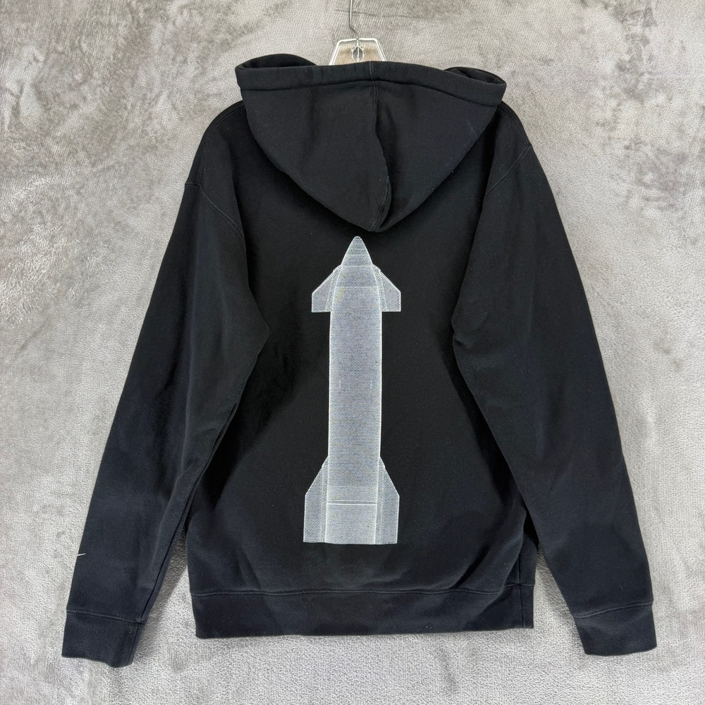 SpaceX Hoodie Men S Starship Rocket Graphic Black Pullover EUC